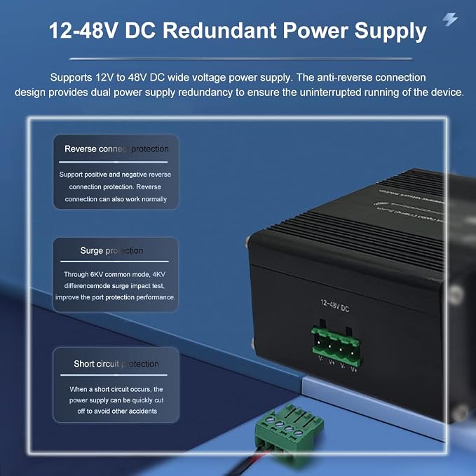 Switch Industrial Ethernet 10 Puertos RJ45 10/100/1000Mbps miniatura 3