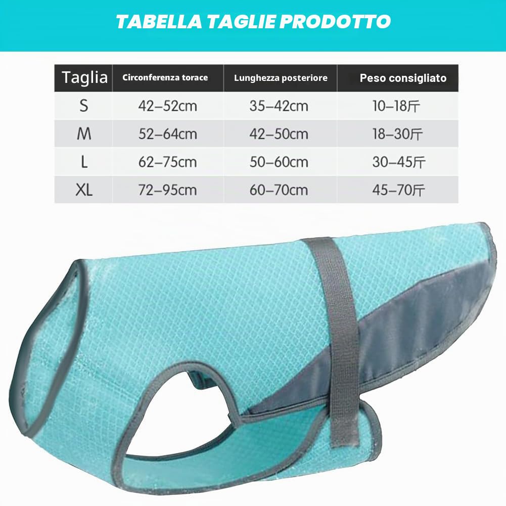 Gilet Rinfrescante per Cani,Giubbotto di Raffreddamento per Cani,Pettorina Rinfrescante Cane per Passeggiate,Protezione Solare UV Efficace Cappotto Rinfrescante Cane (L)