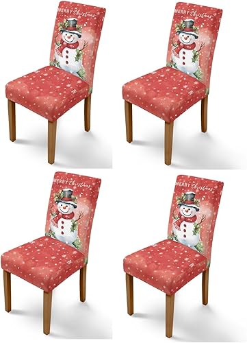 Miniatura 45 de Rnyleeg Juego de 1 fundas de asiento de Feliz Navidad para sillas de comedor, fundas elásticas suaves y cómodas para sillas de comedor con estampado