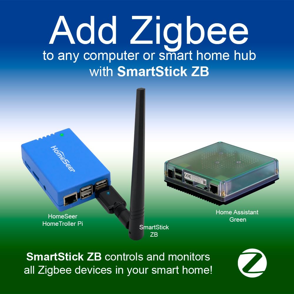 HomeSeer SmartStick ZB – Dongle USB longue portée Zigbee | Chipset ERF32MG21 | Compatible avec HomeSeer, Home Assistant, OpenHAB, Zigbee2MQTT