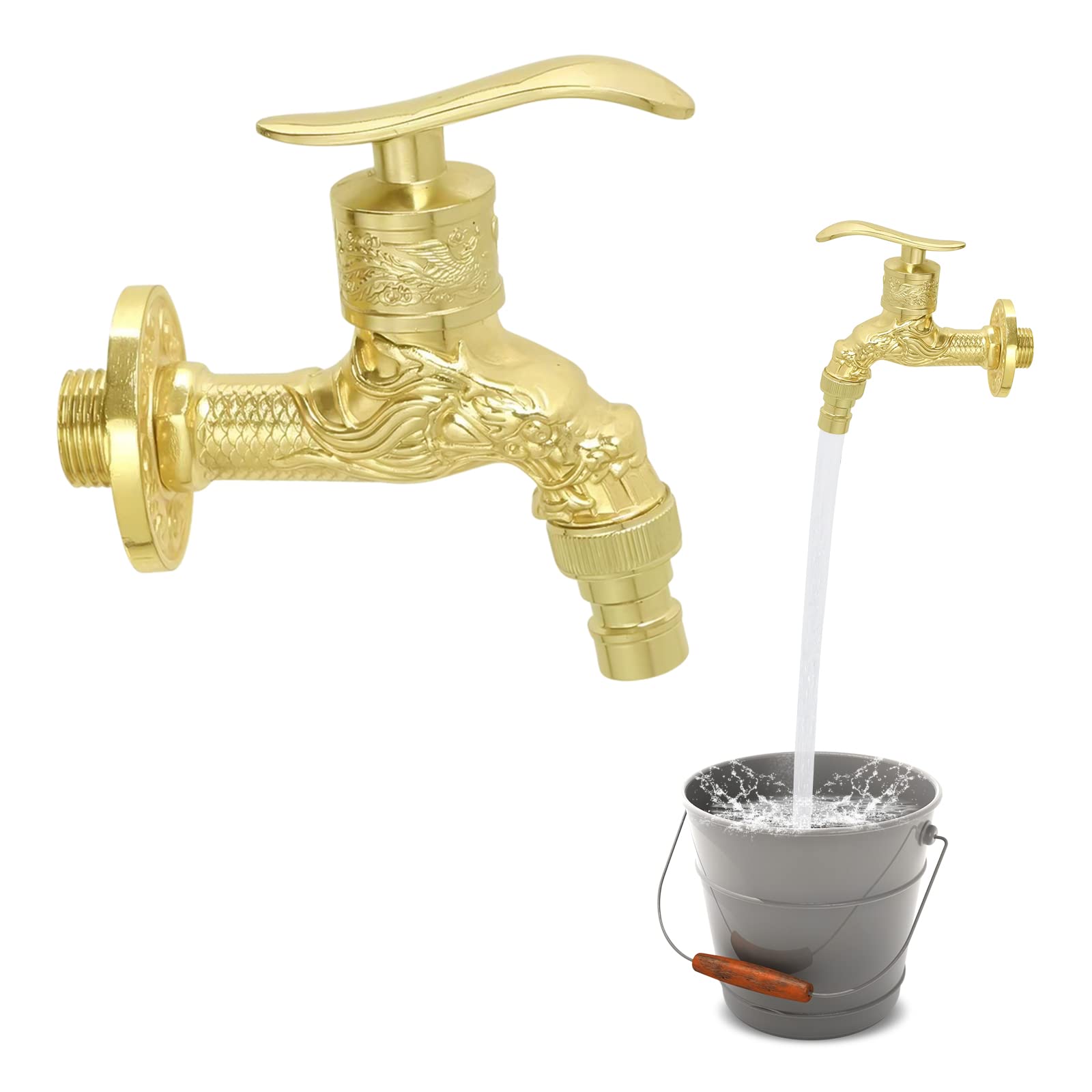 Grifo Lavabo Grifo Jardin Vintage: HOMURY Monomando Lavabo Aleación De Zinc Vintage Grifo Estilo Europeo Antiguo Válvula De Cobre Grifo Lavabo Para Cocina Baño Jardín Gold