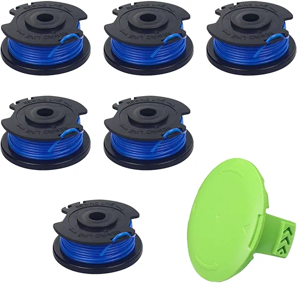 Mifyca 29092 29252 String Trimmer Spools Line Compatible with Green-Works 24V and 40V Weed Eater Cordless Trimmer 21302 21332 21342, 16ft 0.065” Single Line with 3411546A-6 Cap (6 Spools, 1 Cap)