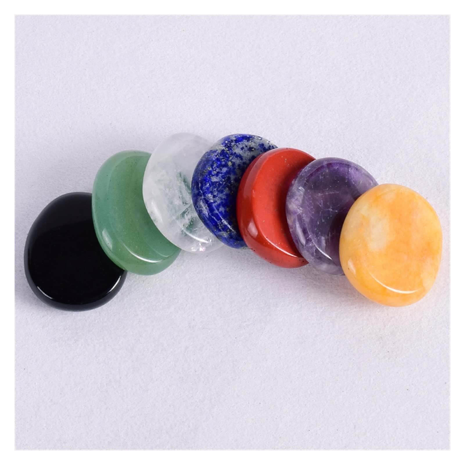 Juego de Naturales, Piedra de Palma preocupante, 30 * 25 * 6 MM, Cristal de Cuarzo, Rebanada de Pulido, energía Espiritual decoración de la habitación (Color : Chakra Set)