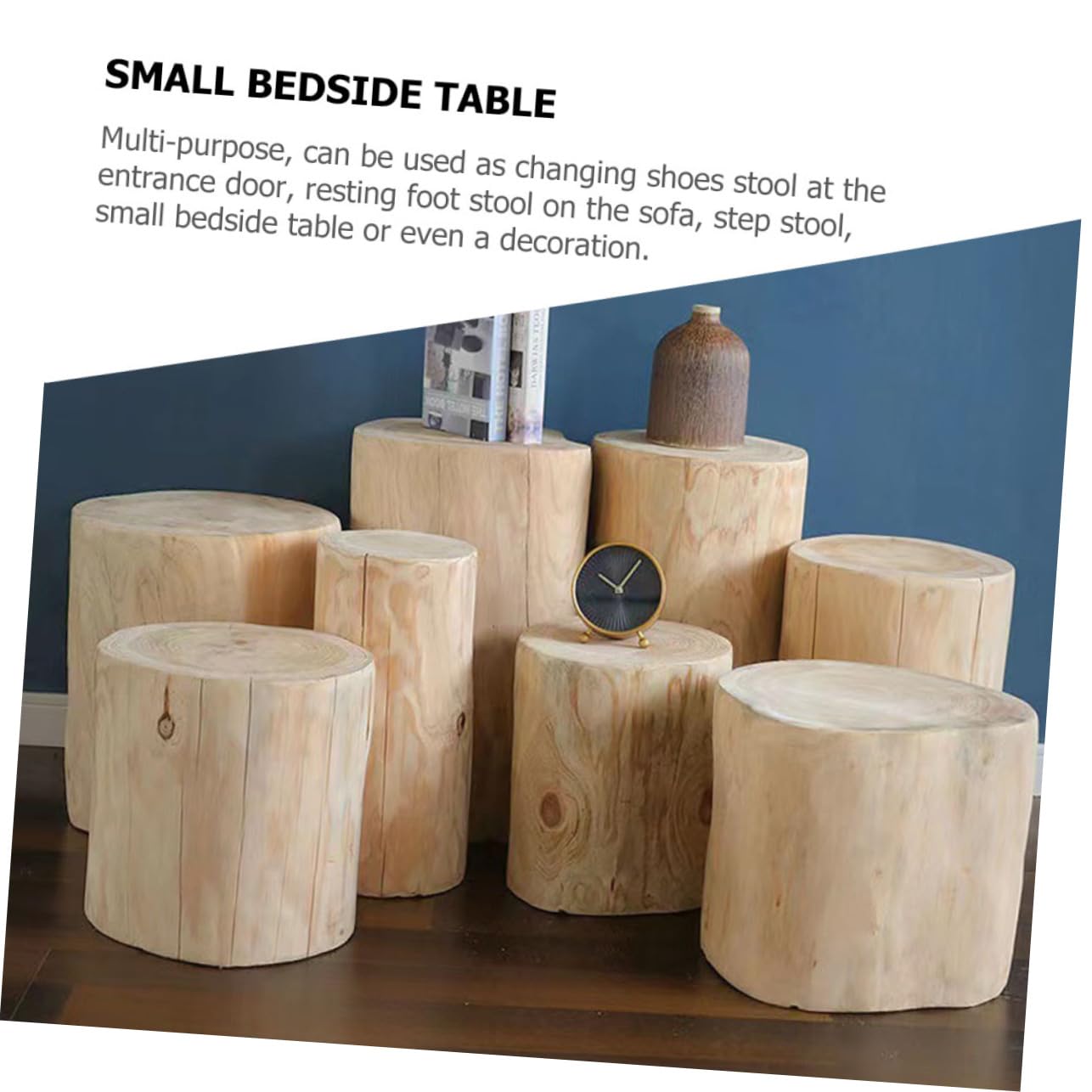 YARNOW Taburete de Madera Natural Pequeño para Cambiar Zapatos Mesa Auxiliar Multiusos para Sofá Dormitorio y Mesita de Noche Diseño Resistente Adecuado para Decoración y Doméstico