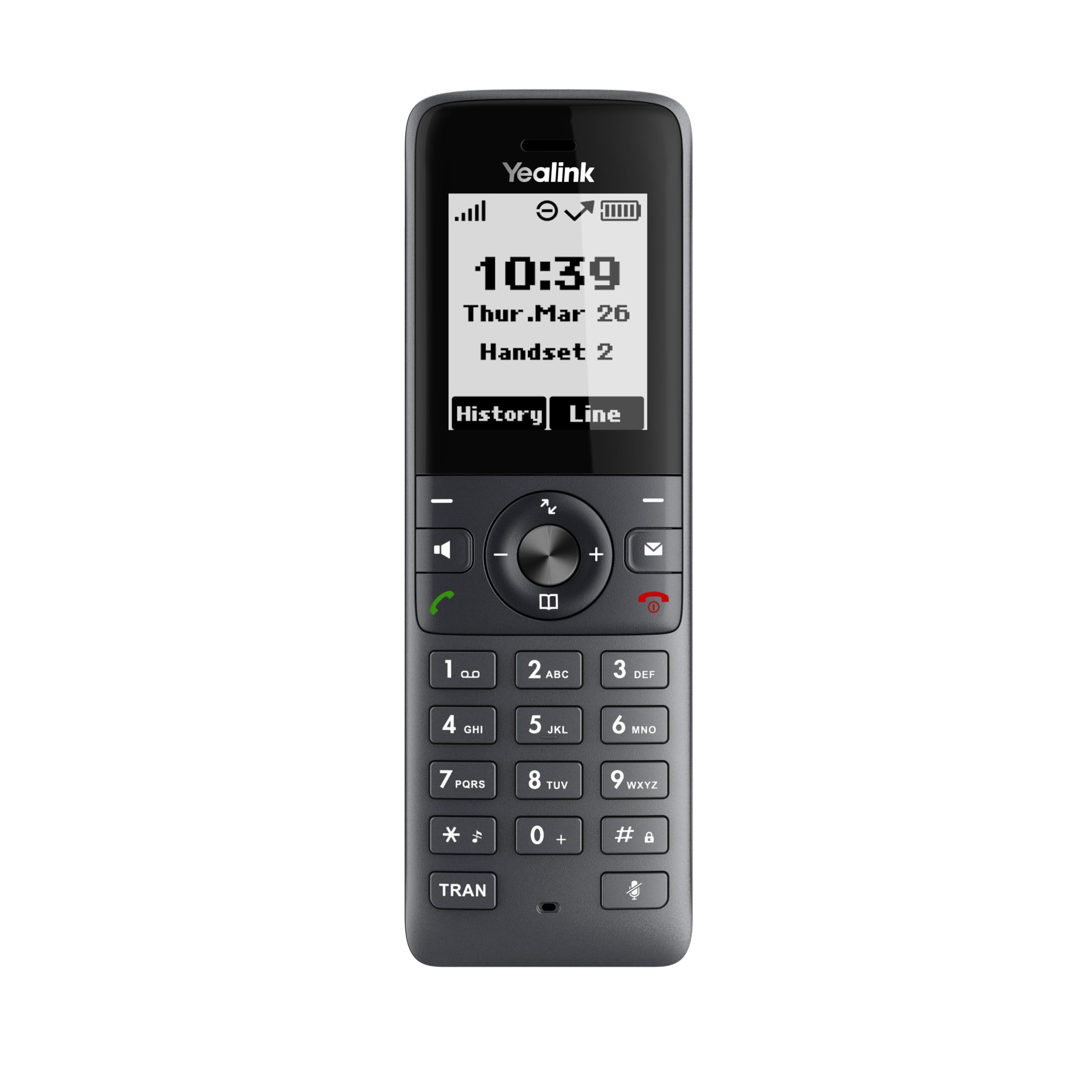 Yealink Bluetooth, Wi-FI 10 comptes SIP Haute Performance 35 Heures de Temps de Conversation Dect Téléphone IP, Taille d'écran 1,8", Noir