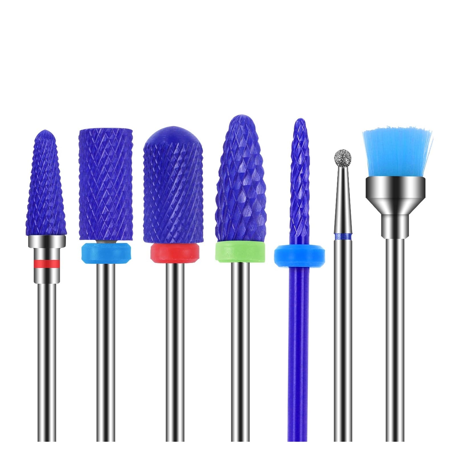7pcs Punta for trapano for unghie in ceramica Impostare blu for unghie Bitt for trapano Rimuovi Gel Acrilic Cuticolo Manicure Pedicure Uso domestico