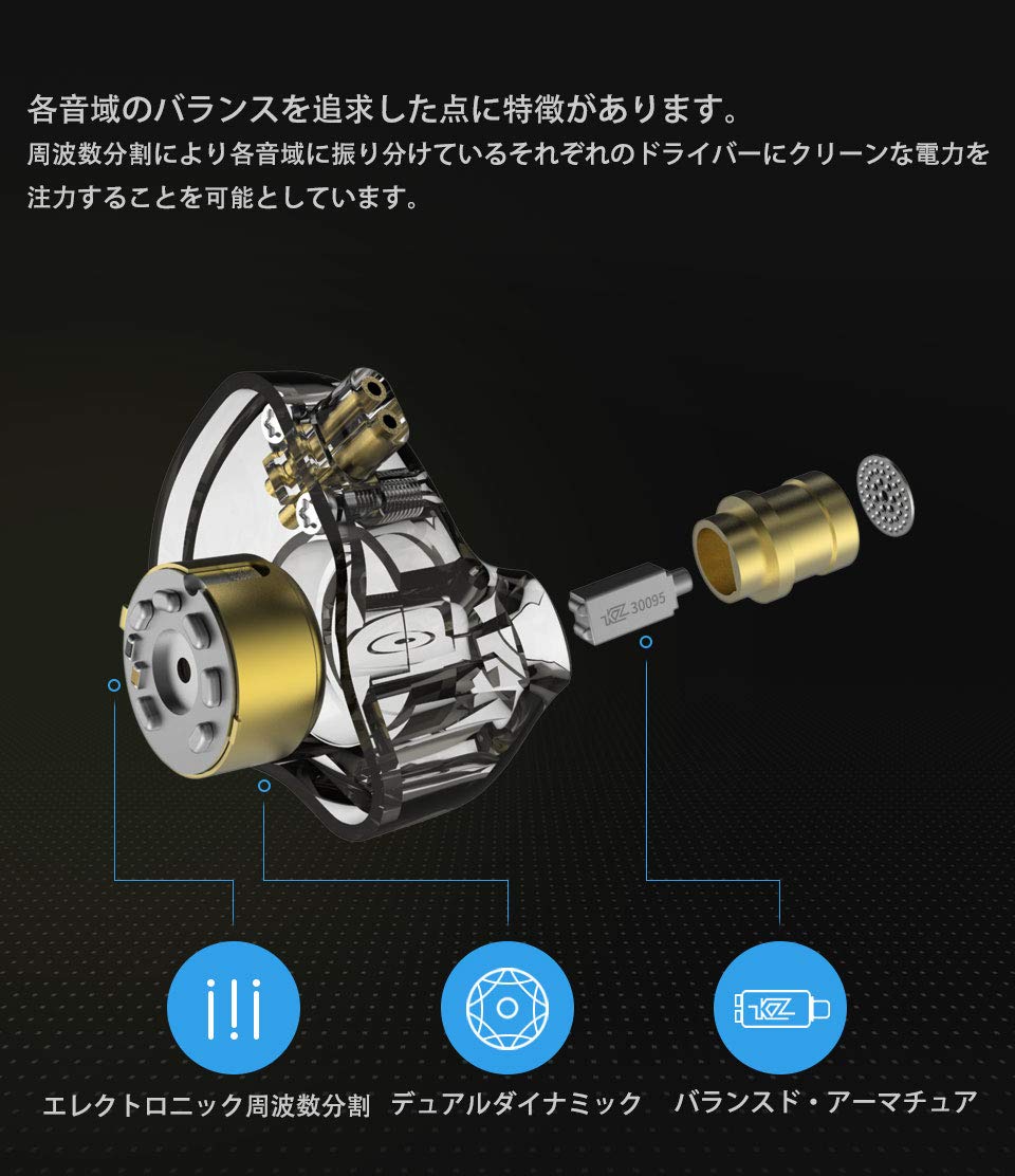 Amazon.co.jp: KZ ZSN Pro 重低音 イヤホン 1BA+1DDを搭載