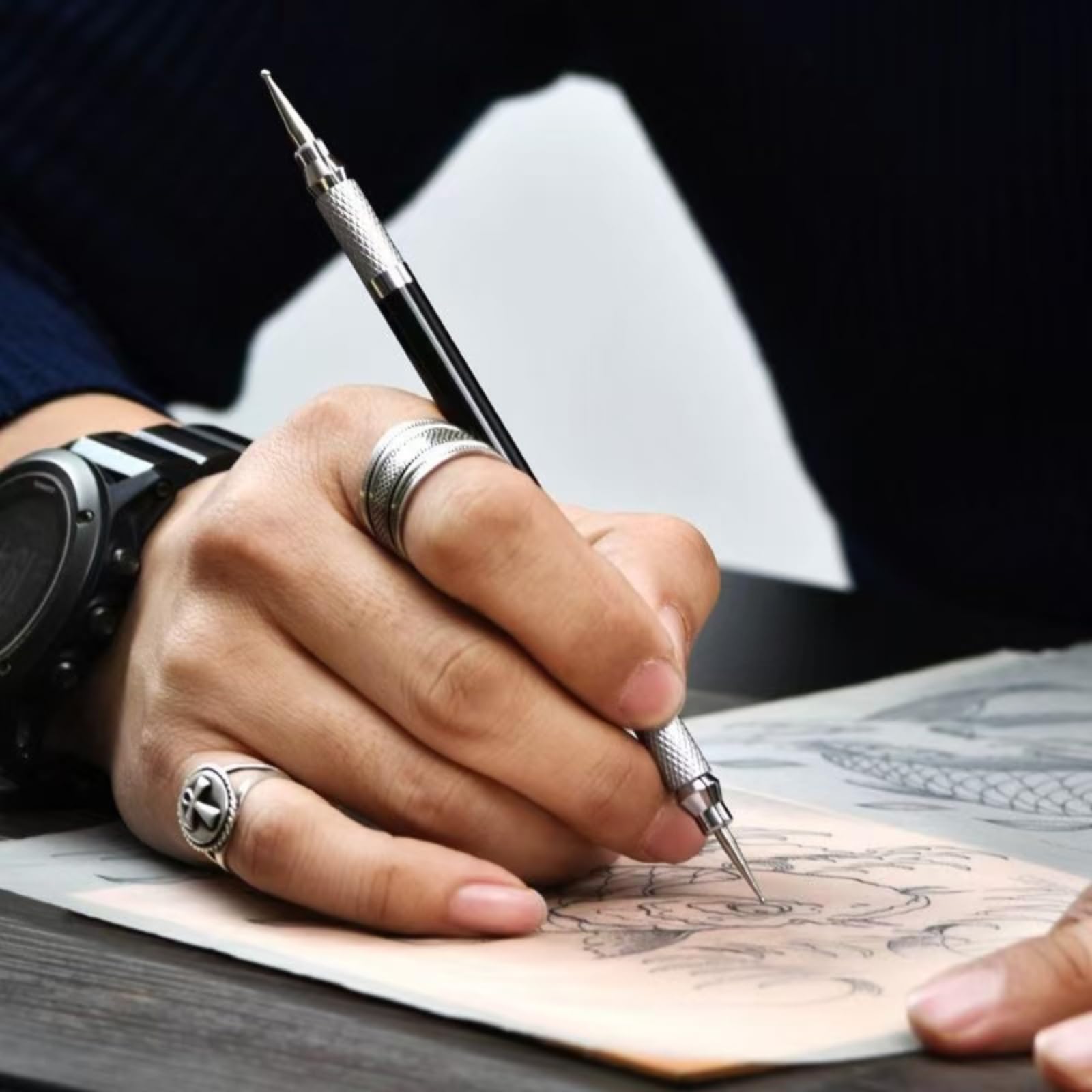 citian Dual Tipped Leather Craft Stylus with 8 Replaceable Ballpoint Heads (0.6-3mm), for Embossing, Carving & Modeling, Spoon & Pen Ends