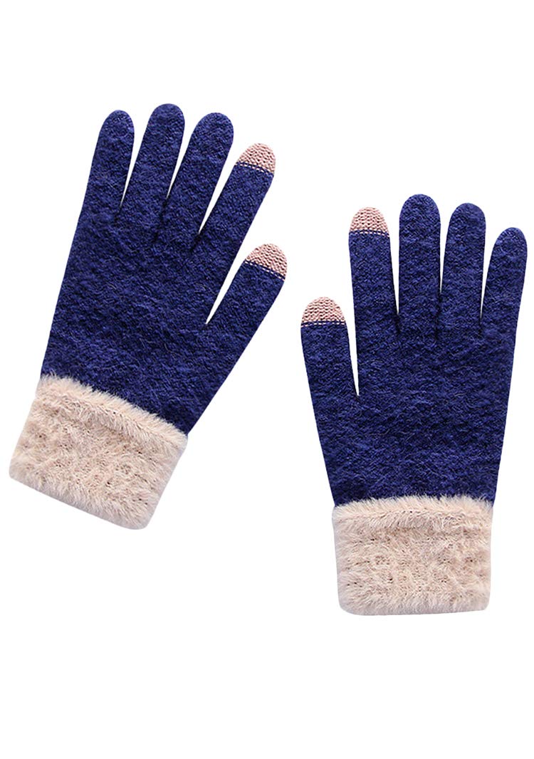 Womens Anti-slip Cold Weather Warm Gloves Touchscreen Soft Knit Gloves