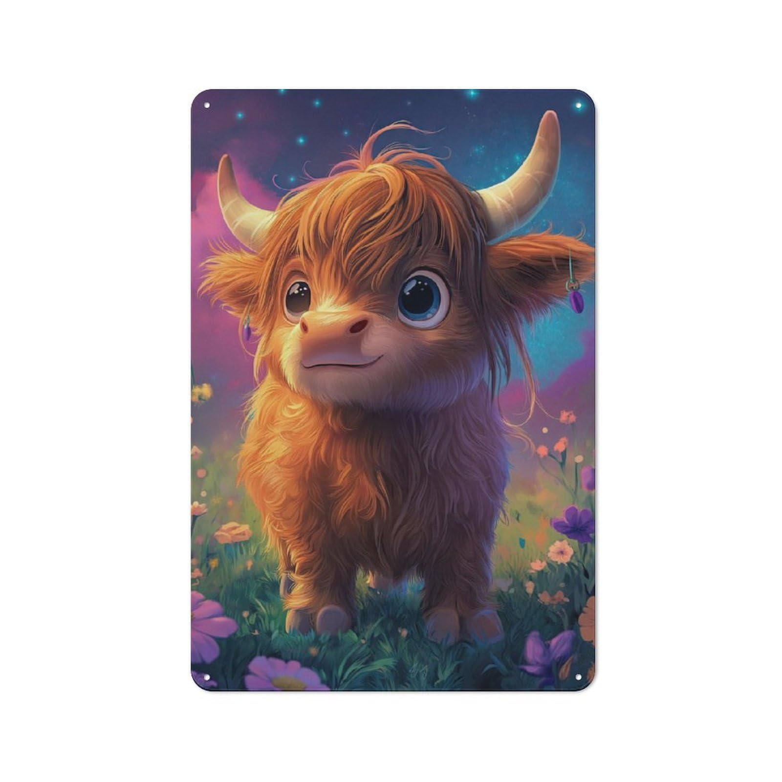Junmoney Baby Highland Cow Vintage Tin Sign 30X20cm With For Guest Room Or Hallway, Suited To Wall Displays In Guest Rooms And Hallways