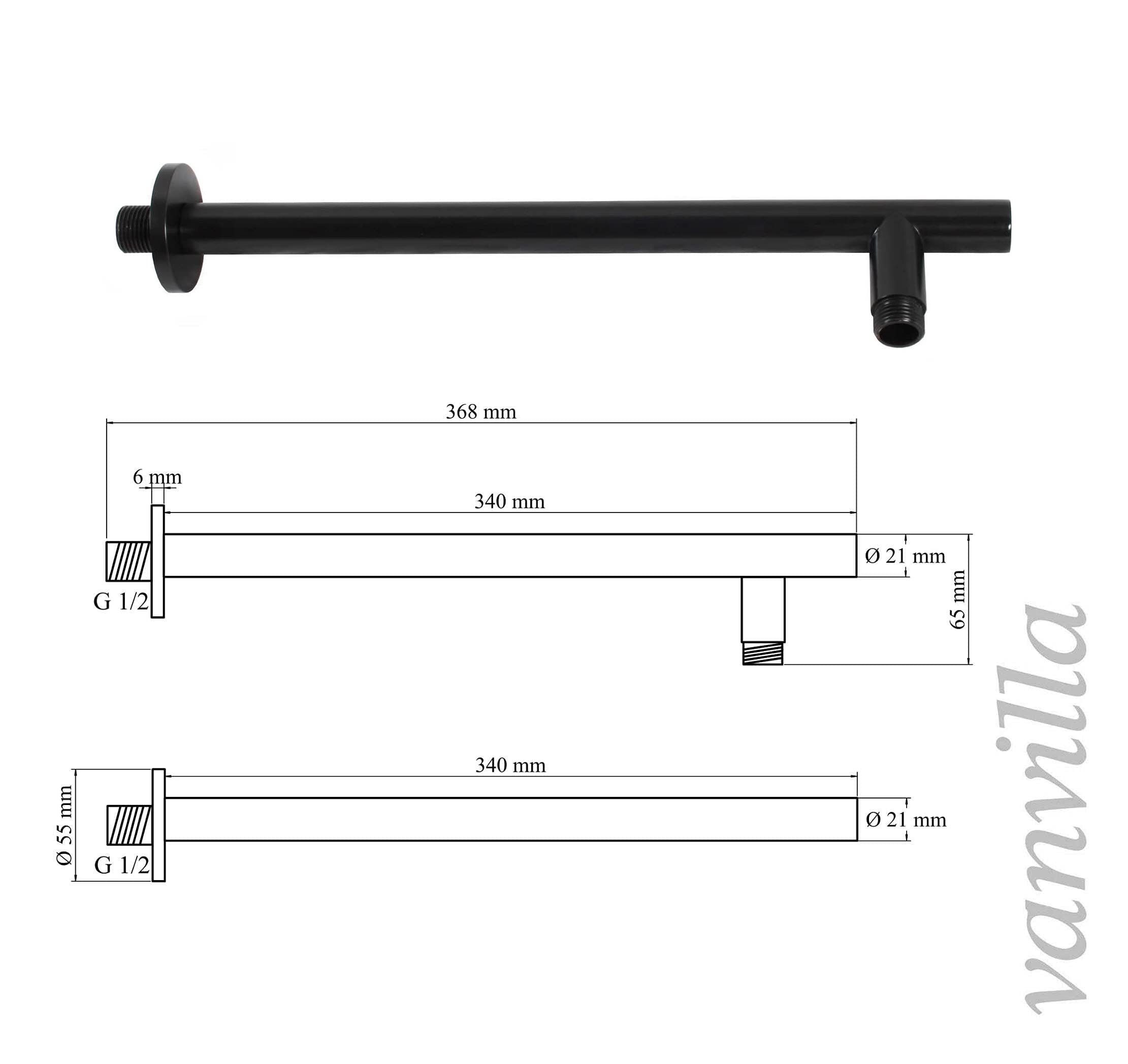 vanvilla Duschsystem mit Unterputz Duscharmatur von Grohe Cubeo Einhandmischer und vanvilla Regendusche mit Armatur, Duschkopf, Dusch-SET GS21-ob schwarz matt