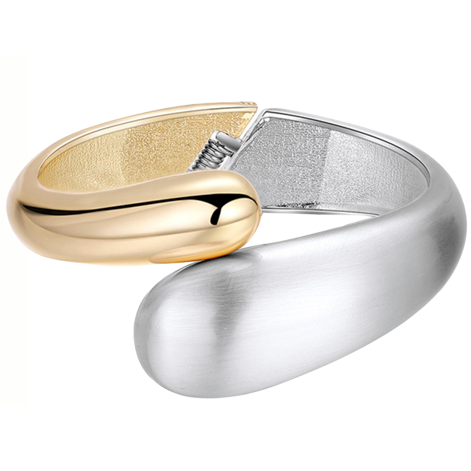 GEHNEY Sleek Modern Cuff Bracelet for Girls Stylish | Stainless Steel Oval kada | Fashion Bangle Bracelet for Women, Wrist Accessory for Casual & Formal Occasions | Anti Tarnish Jewellery (God-silver Mixed) (B0CJ6ZMJ83) Amazon Price History, Amazon Price Tracker