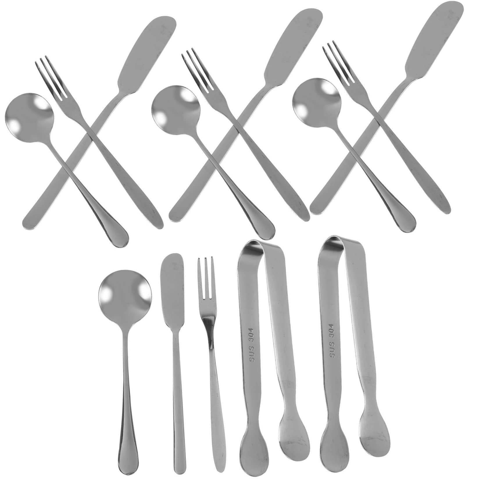 CIYODO Essential Cheese Serving Set 14pc Ware Set Stainless Steel Food Serving Tools Cheese Fork Spatulas Tongs