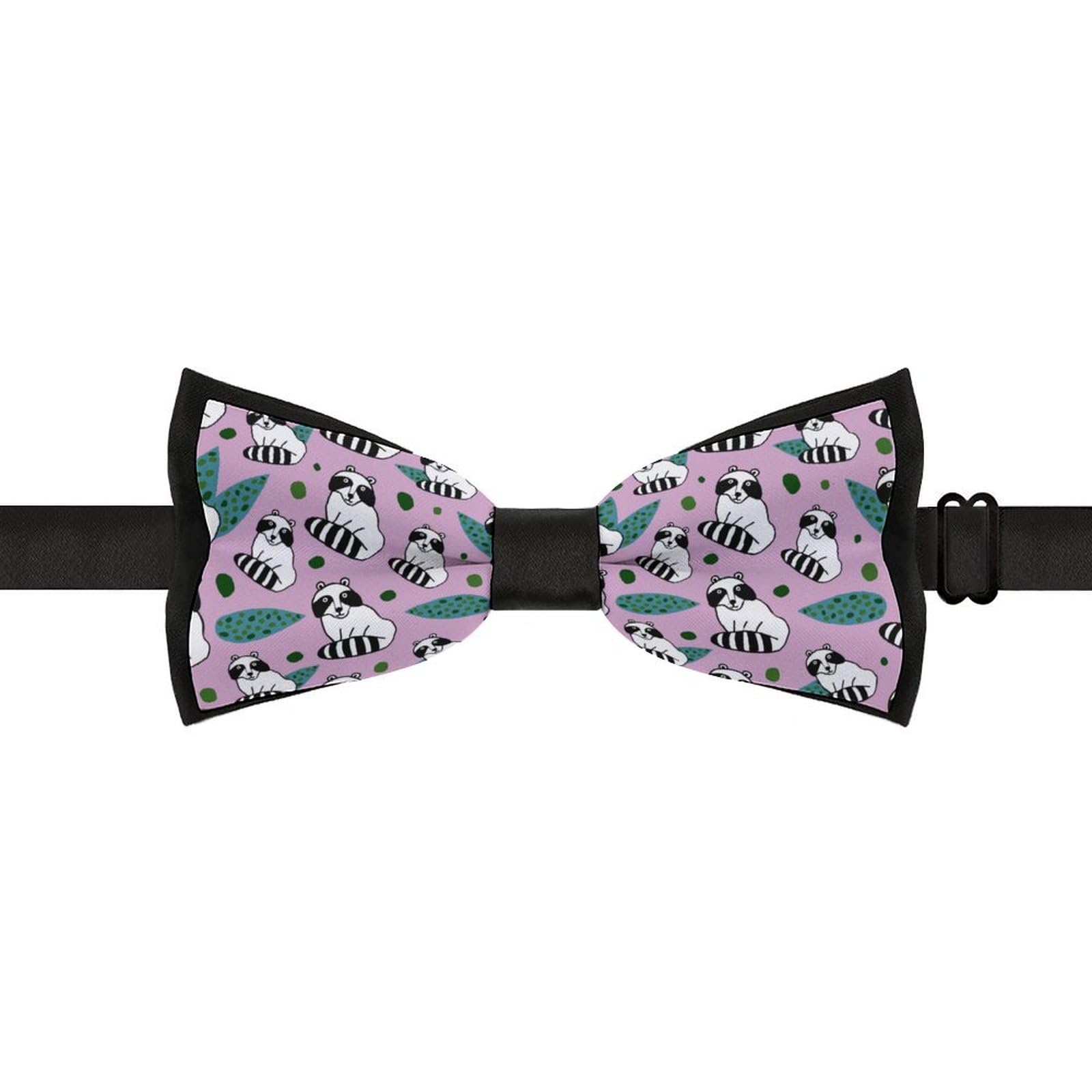 GoasNei Cute Raccoon Pattern Bow Tie for Men Adjustable Necktie Funny Tie Neck Ties for Weddings Party