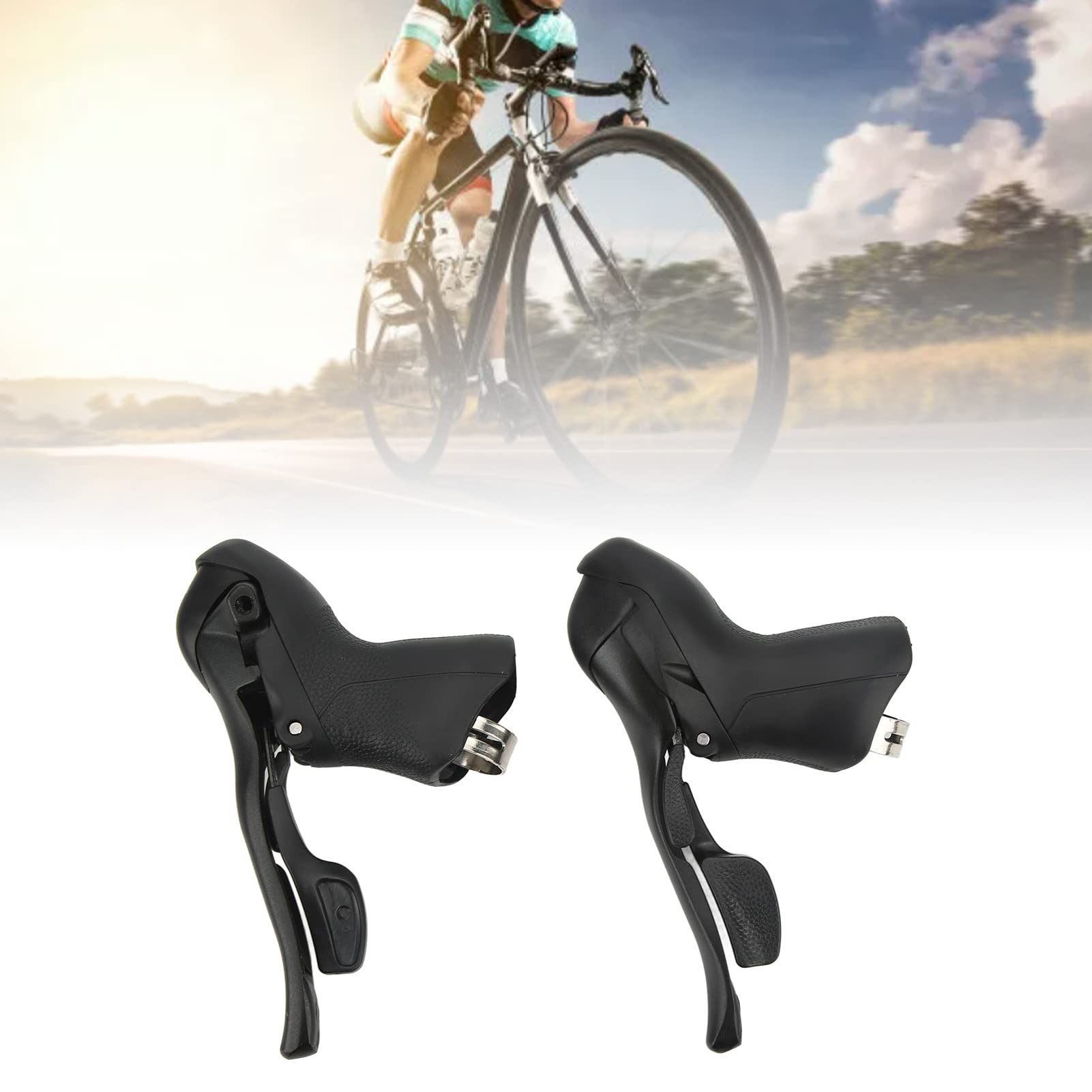 Emoshayoga Leve del Freno del per Bici da Strada, antiruggine, Resistenti alla corrosione, Resistenti all'Usura, da 22,2 a 23,8 mm, in PVC, 7 8 9 velocità, Leve del Freno del per Bici per Manubrio