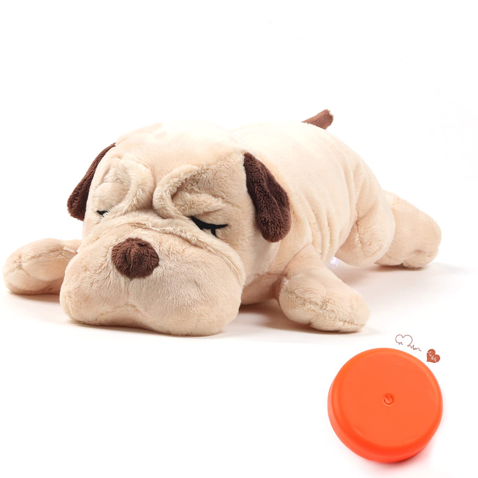 Dog Heartbeat Toy,Puppy Separation Anxiety Toy, Puppy Behavioral Training Aid for Dog Sleep Aid Plush, Pet Companion Smart Dog Toys,Beige