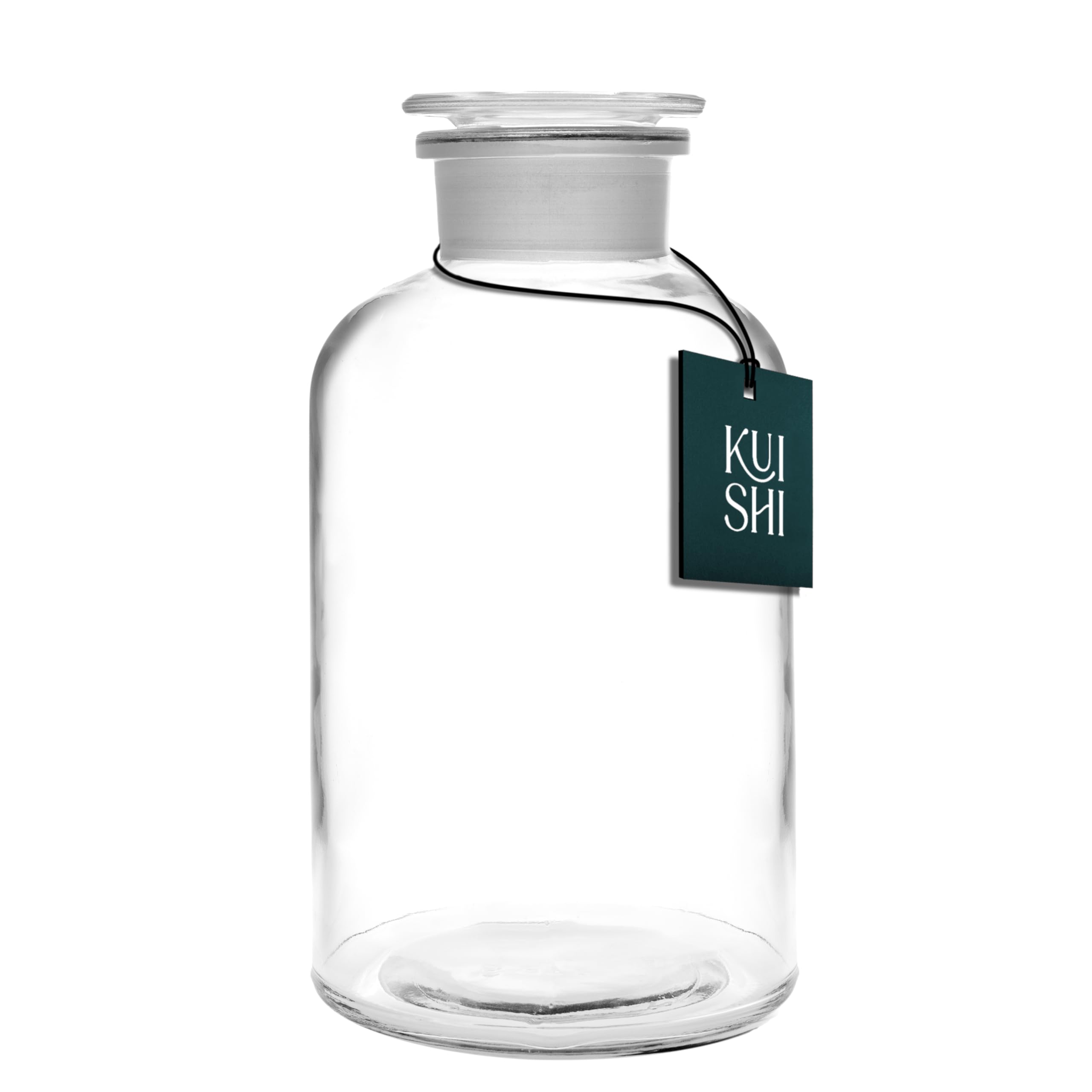 Kuishi Clear 1000Ml Glass Apothecary Jar With Glass Stopper – Recycled Glass Storage Jar For Dry Food, Wedding Decor & Home Styling,