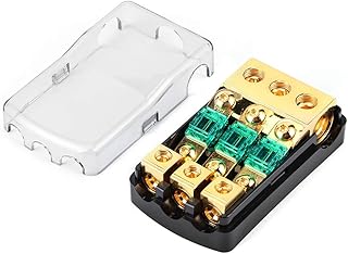 Sorandy 0/2/4 Gauge In To 4/8/10 Gauge Out 60A 3 Way Mini ANL Holder Distribution Block
