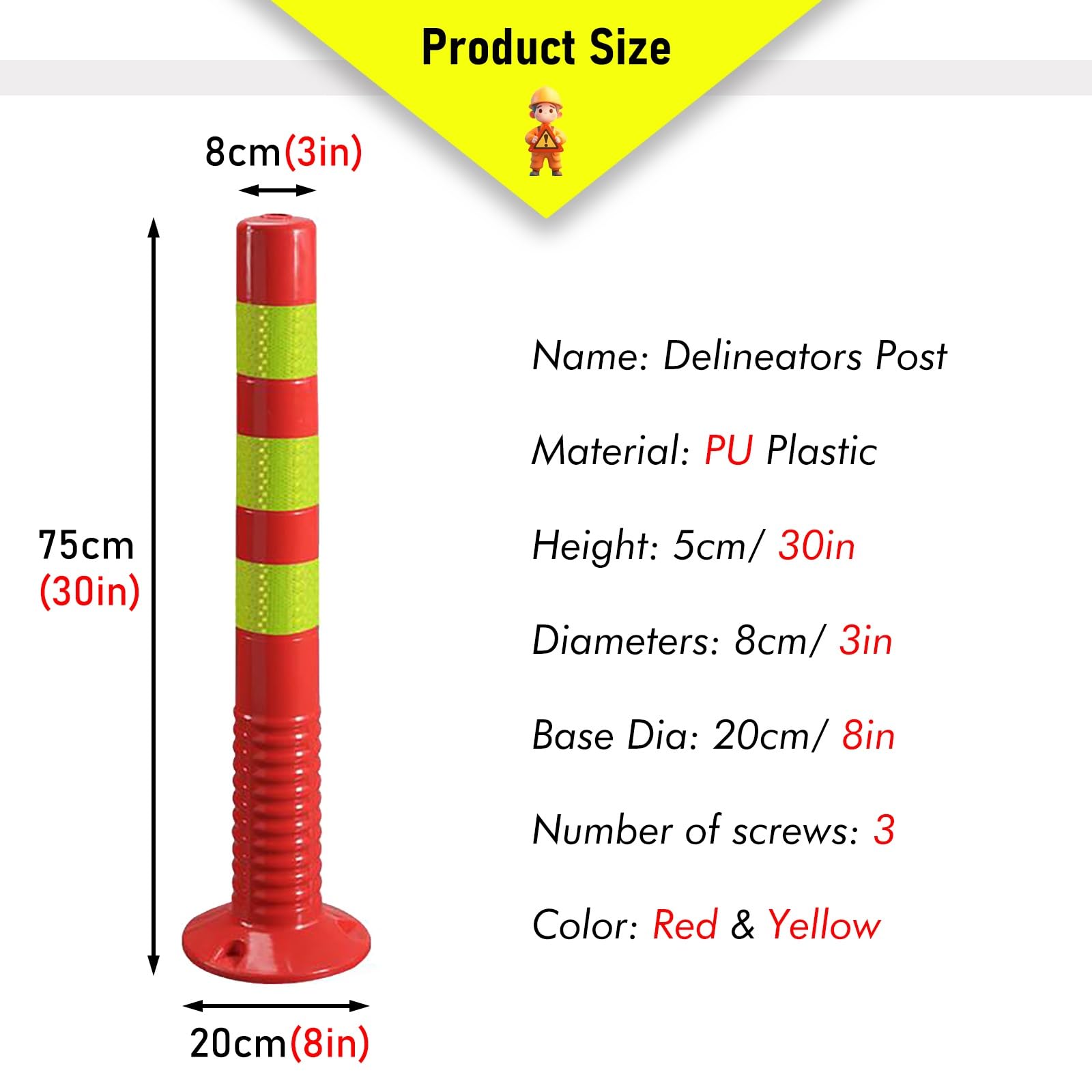 8 10 12 20 Pack Road Traffic Delineator Post Cones, 18