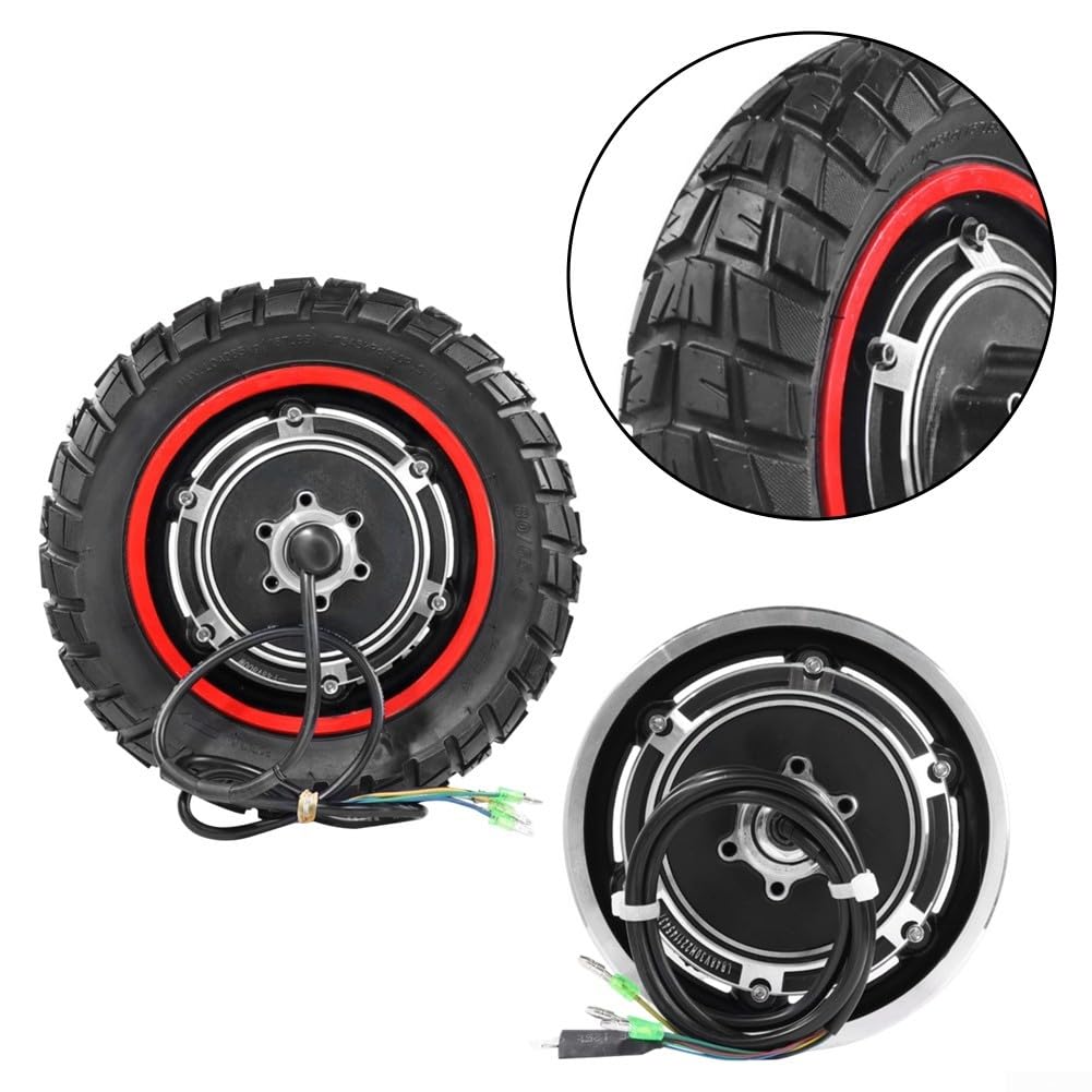 Eawfgtuw Rueda de motor trasero de scooter eléctrico de 10 pulgadas, conjunto de accionamiento de cubo de 500 W para KUGOO M4/M4 Pro, pieza de repuesto de 48 V con funcionamiento silencioso y