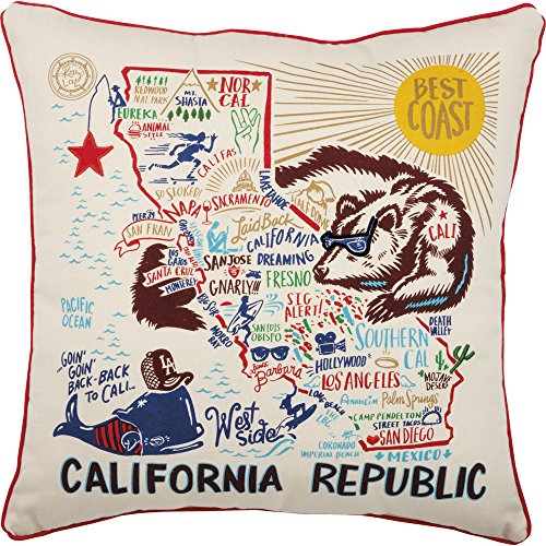 Primitives by Kathy 30515 Home State California Republic Decorative Throw Pillow, 20-Inch Square