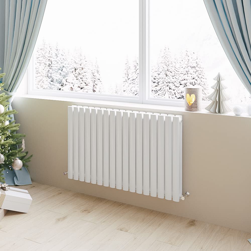 Huiyang Horizontal Radiator Oval Column Designer Central Heating Rad 600x1003mm Double White