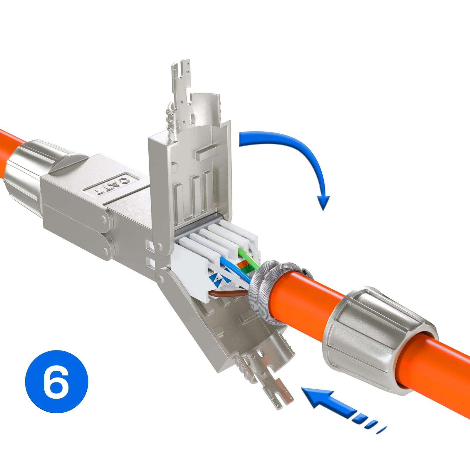 HB-DIGITAL Connecteur de câble réseau LSA Cat.7 STP sans outil - Adaptateur de montage sur site - Rallonge pour câble de pose LAN - Câble d'installation Ethernet