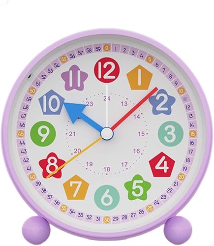 HOTIYOK Telling Time - Reloj de enseñanza para guardería, reloj despertador de aprendizaje de 4 pulgadas, lindo reloj analógico de mesa para niñas,