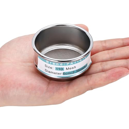 PATIKIL Mini Lab Sieve Test Mesh Sieve,2.3in Diameter, 110 Mesh 0.098mm | 304 Stainless Steel Wire,Sifting Screen Great for Industrial Laboratory Soil Testing Baking Sifting Jewelry Powder