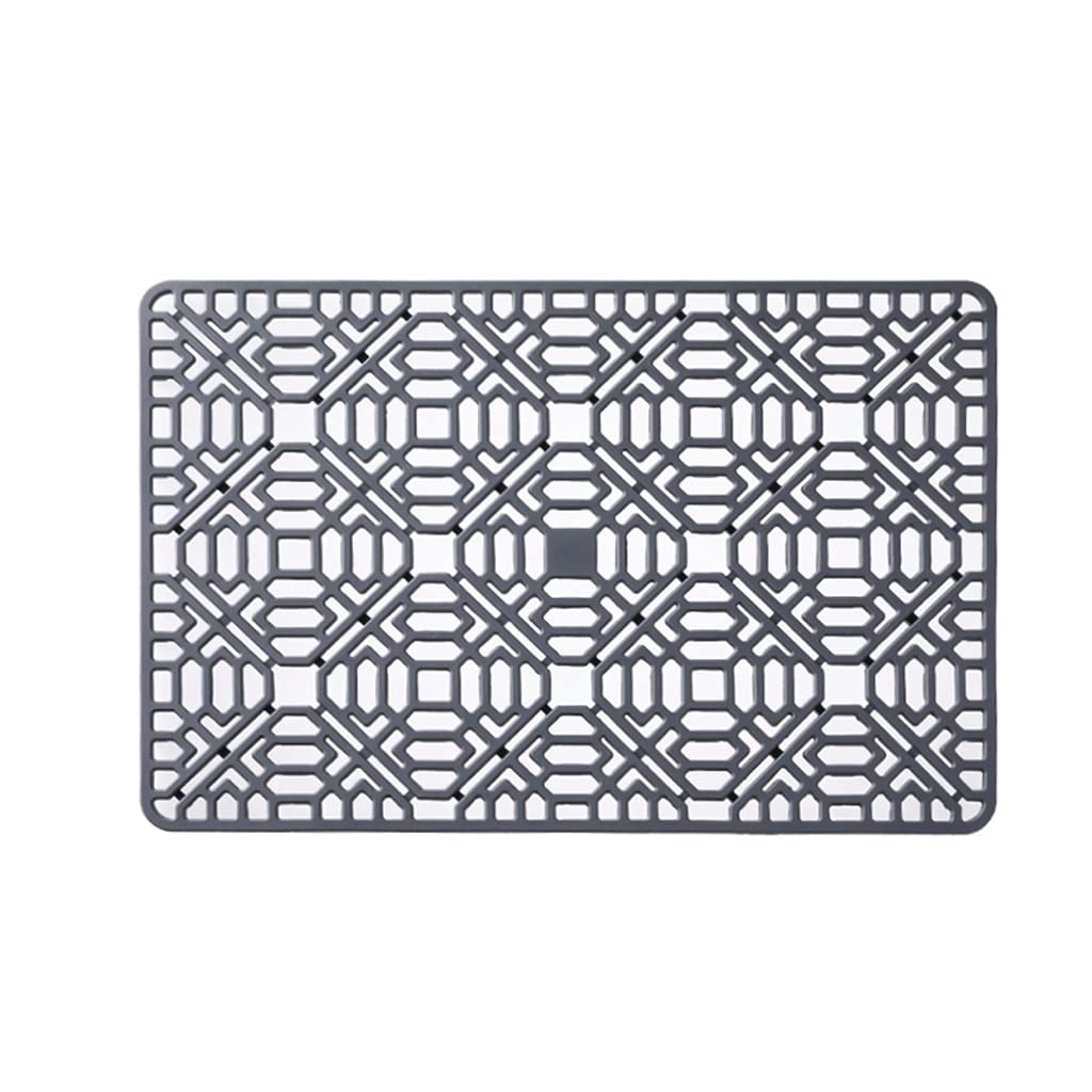 VUIKLCty Silicone skeleton mat kitchen sink mat draining board dishwasher sink non-slip mat multifunctional insulation mat thickened dish mat(Grey)
