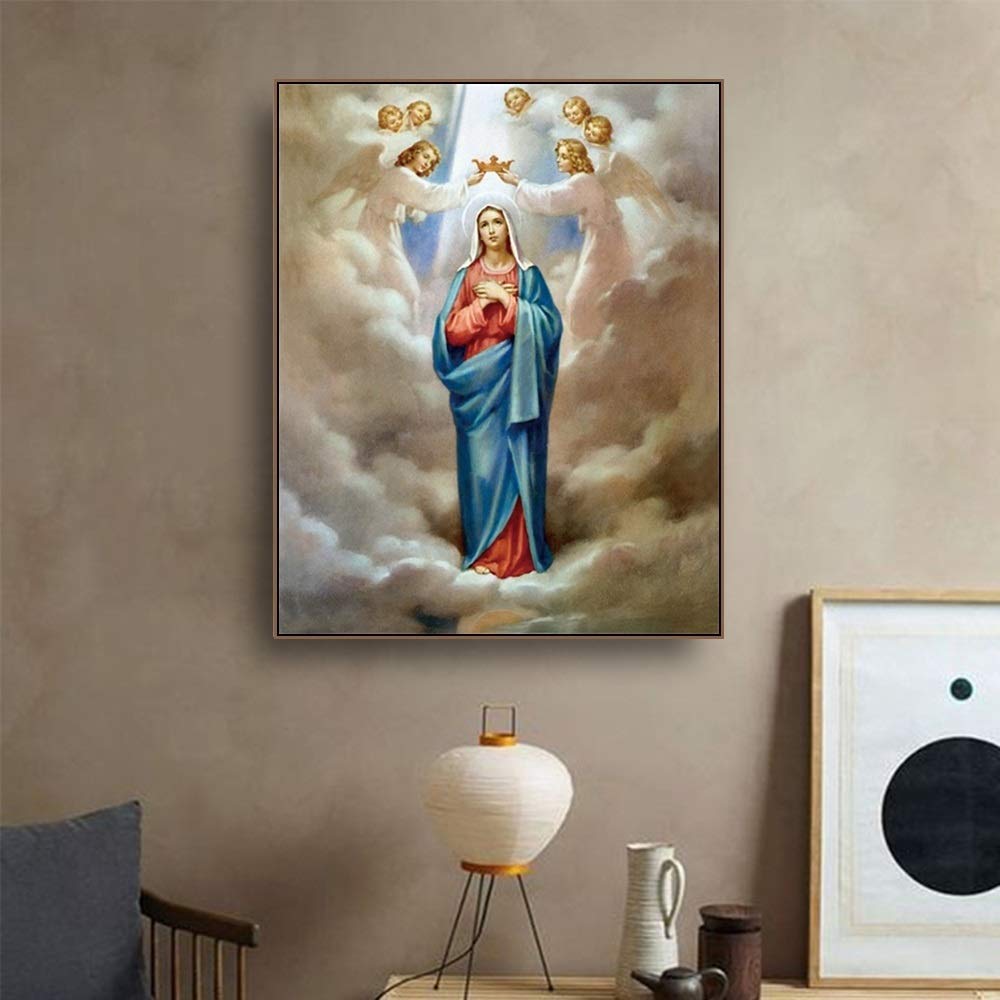 Poster Chrétien Vierge Marie 20x30cm - Peinture Intégrale Décoration Murale Moderne à Suspendre