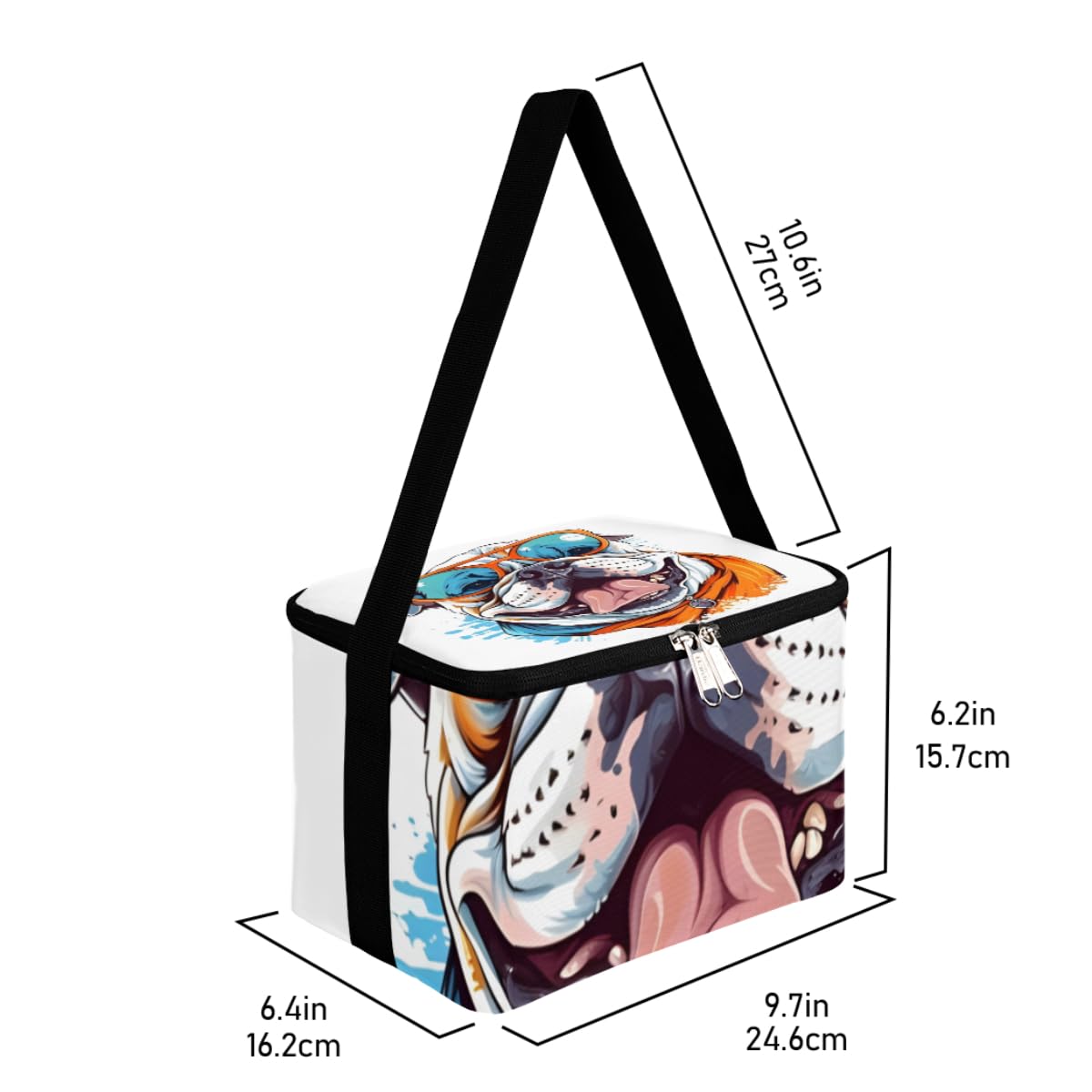 GzLeyigou Lunch Bags for Women Men 9 Cans,Cool Glass Dog Hot & Cold Food Delivery Bag Insulated Grocery Bag Insulated Lunch Box Bulldog Cooler Bag for Office Work Picnic Beach