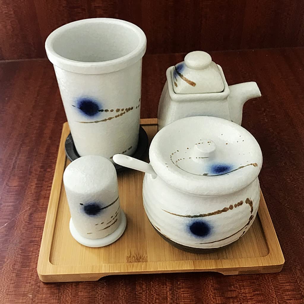 TBLOTYD Condiment Can Ceramic Chili Jar Pepper Bottle Sushi Seasoning Jar Set Salt Jar Sweet And Sour Pot Soy Sauce Pot seasoning Box Storage Bottle Set