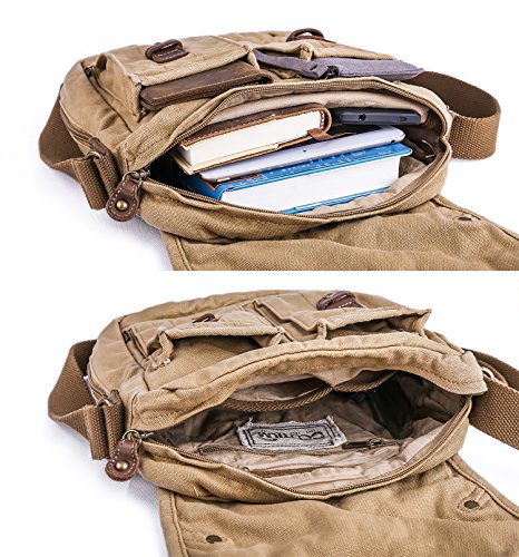 Gootium Canvas Crossbody Bag - Small Messenger Bag | Vintage Shoulder Purse, Khaki #TOP3