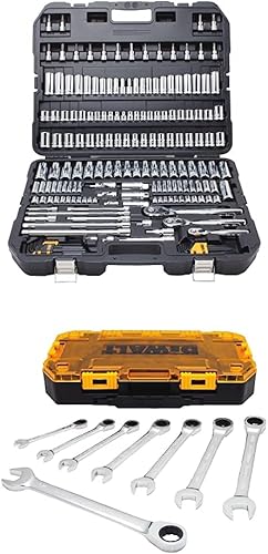 DEWALT Juego de herramientas mecánicas, 192 piezas con juego de llaves de trinquete combinadas, 8 piezas SAE (DWMT75049 y DWMT74733)