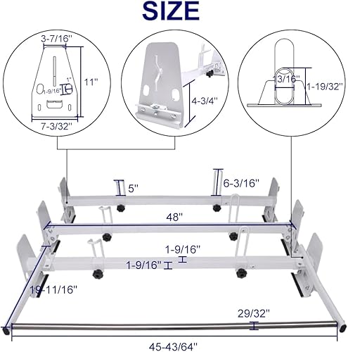 Miniatura 7 de Mountainpeak Escalera ajustable para techo de furgoneta con rodillo de carga para Chevy Express, Ford, E-Series GMC Savana, furgonetas de tamaño