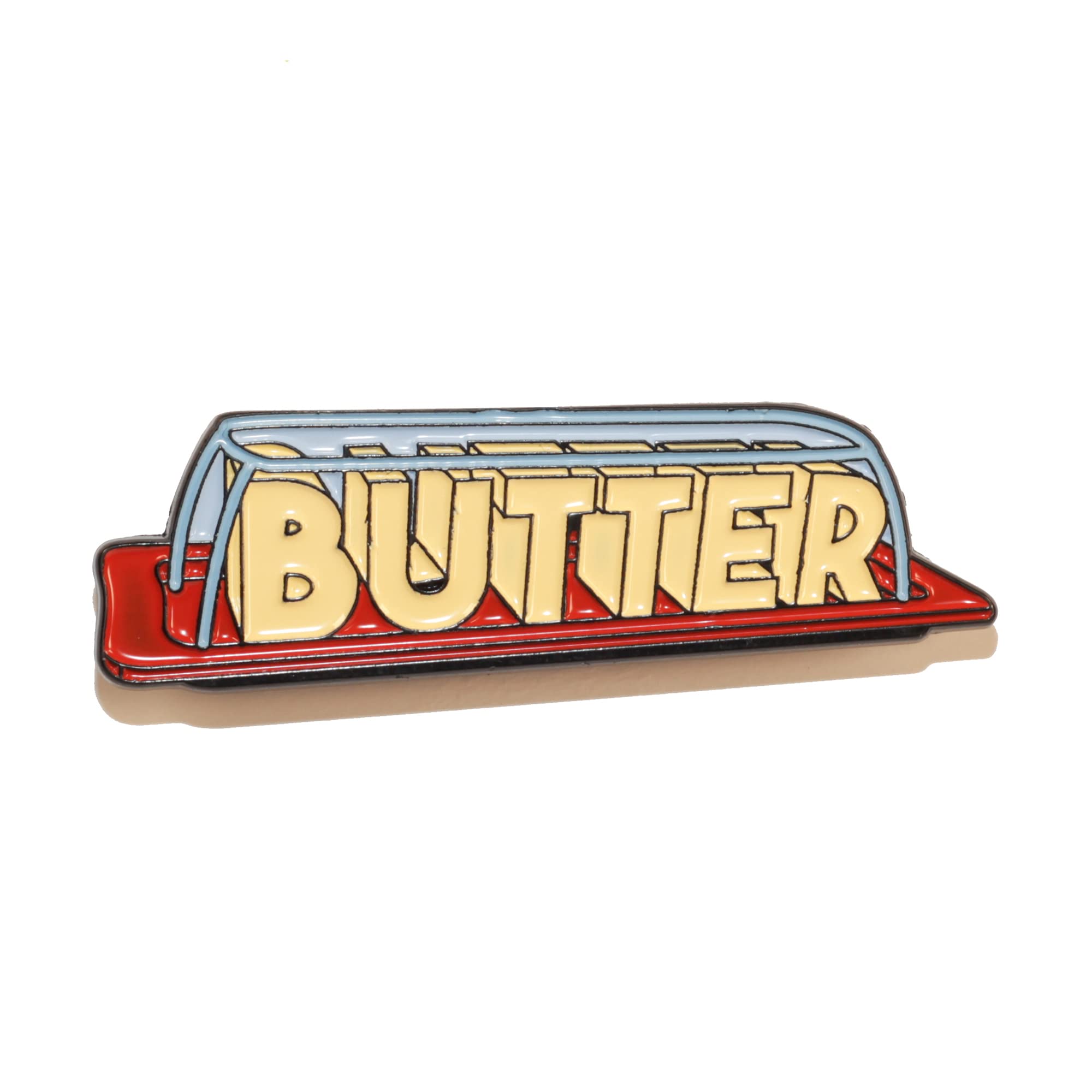 Butter Shaped Butter in a Dish - Metal Enamel Pin