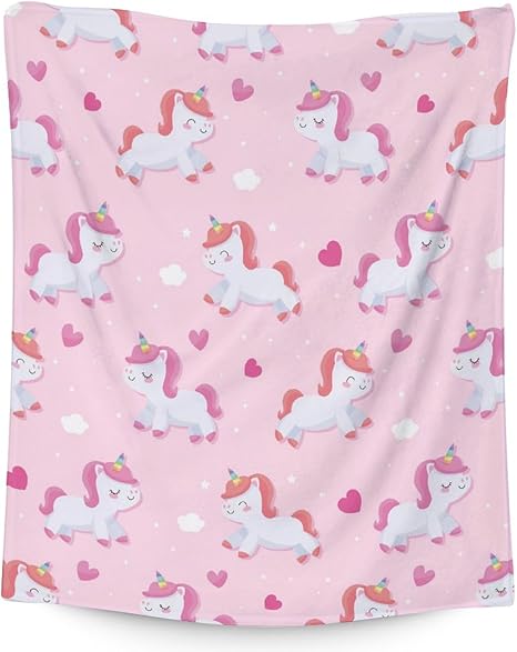 Unicorn Blanket Gifts - 50"x60" Cute Throw for Girls & Women - Pink Soft Fuzzy Blankets for Bed, Couch & Living Room
