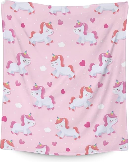Unicorn Blanket Gifts - 50"x60" Cute Throw for Girls & Women - Pink Soft Fuzzy Blankets for Bed, Couch & Living Room