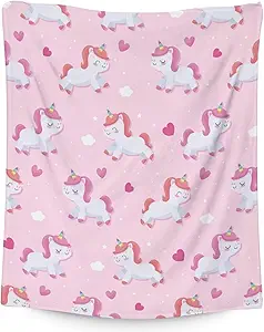 Unicorn Blanket Gifts - 50"x60" Cute Throw for Girls & Women - Pink Soft Fuzzy Blankets for Bed, Couch & Living Room