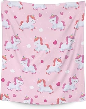 Unicorn Blanket Gifts - 50"x60" Cute Throw for Girls & Women - Pink Soft Fuzzy Blankets for Bed, Couch & Living Room