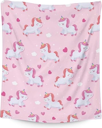 Unicorn Blanket Gifts - 50"x60" Cute Throw for Girls & Women - Pink Soft Fuzzy Blankets for Bed, Couch & Living Room