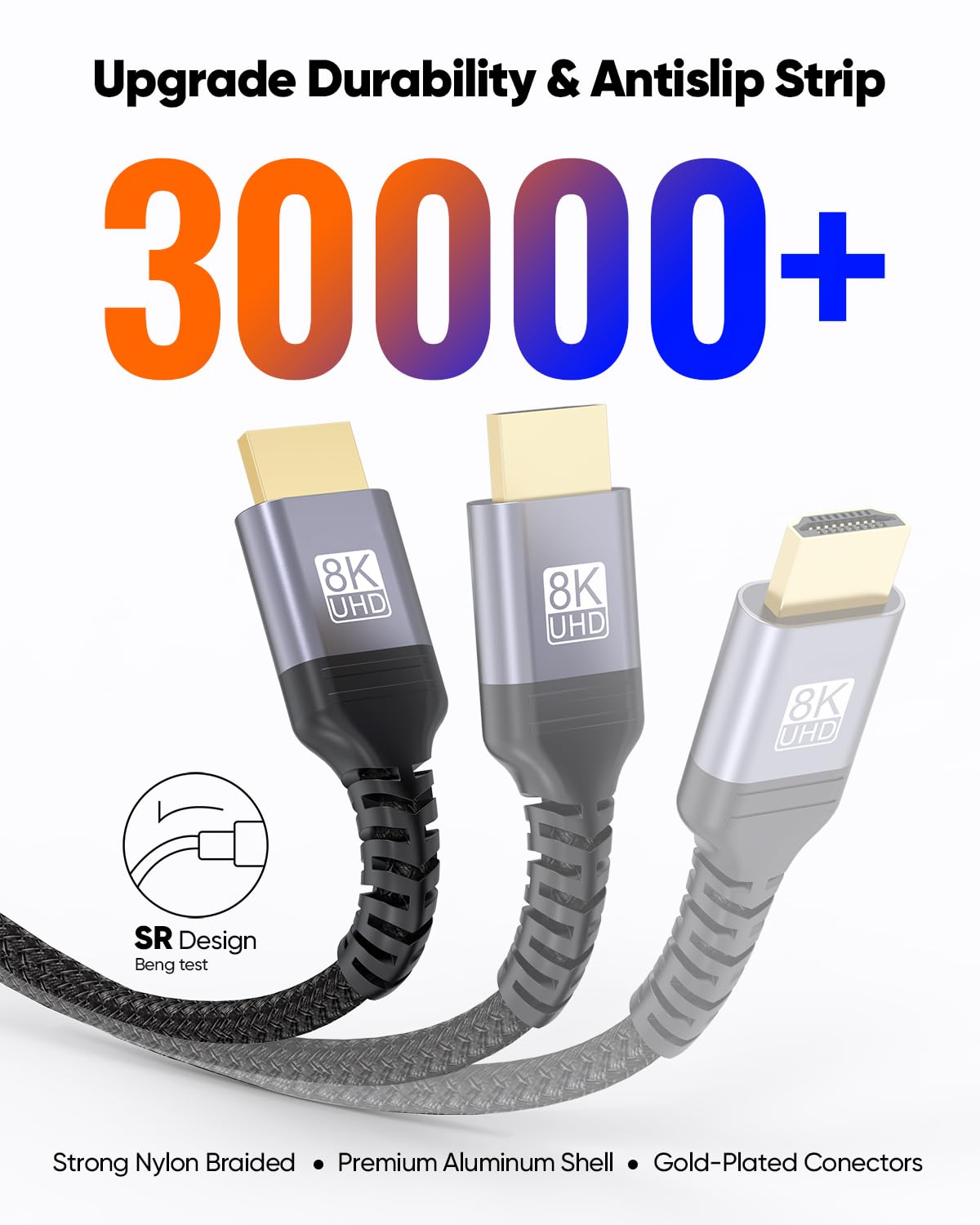 Cable HDMI 8K eARC de 6.6 pies, cable HDMI ARC/eARC de 48 Gbps de alta velocidad | Dolby Atmos - Cable HDMI 2.1 8K @60Hz, 4K @120Hz HDR10+ 3D HDCP2.2&2.3 para Vizio Sono Samsung Bose Soundbar TV