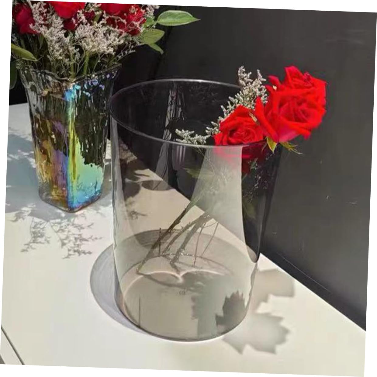 Toyvian Bidone della Spazzatura Domestico Trasparente in Plastica Resistente Antiscivolo, Cestino per Rifiuti da Ufficio e Camera da Letto, Secchio per Carta per Bagno, Casa e Ufficio,