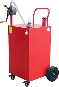 45 Gallon Fuel Caddy, Portable Gas Caddy with Manual Pump, Heavy Duty Gas with 4 Wheels, Diesel Fuel Can for Cars, Lawn Mowers, Trucks, ATVs, Boats