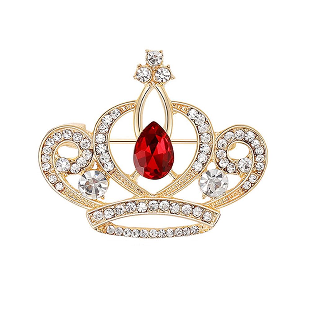 Rhinestone Crown Brooch Pin Women Girls Queen Princese Crown Lapel Pin Badge for Dress Suit Coat Sparkling Crown Shape Corsage for Mother's Day Gift