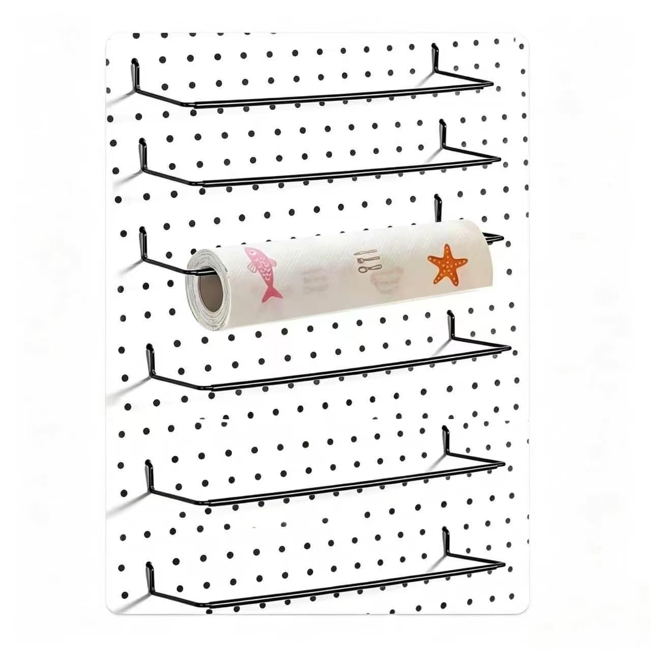 AccEncyc Paquete de 4 ganchos para toallas de papel, toallas de cocina, calcomanías, cintas, gran organizador de tablero de clavijas, accesorios para taller, garaje, cocina