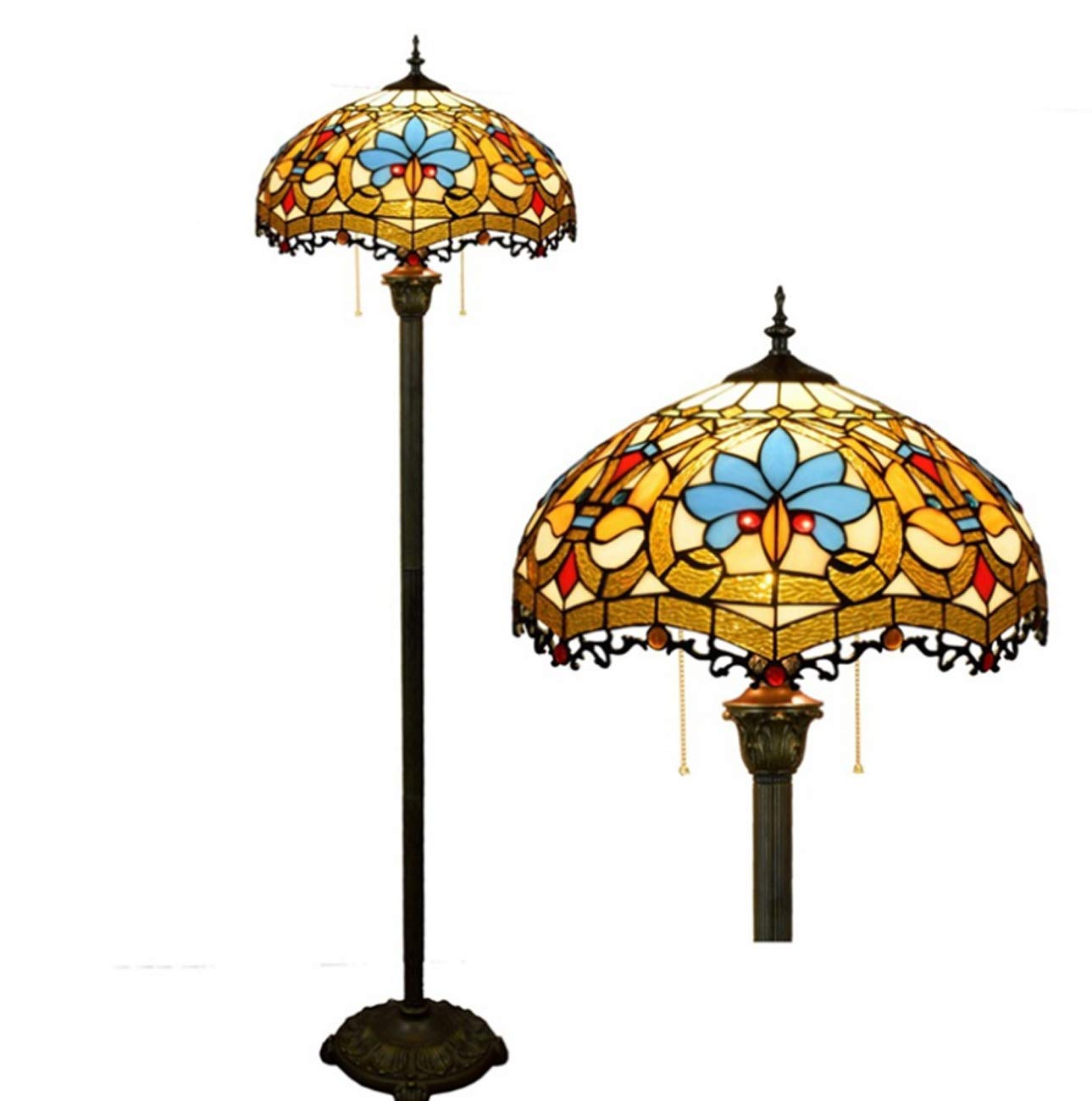 IUokLU Tiffany Style Floor Lamp,European Elegant Decoration Standing Light with 16" Stained Glass Shade