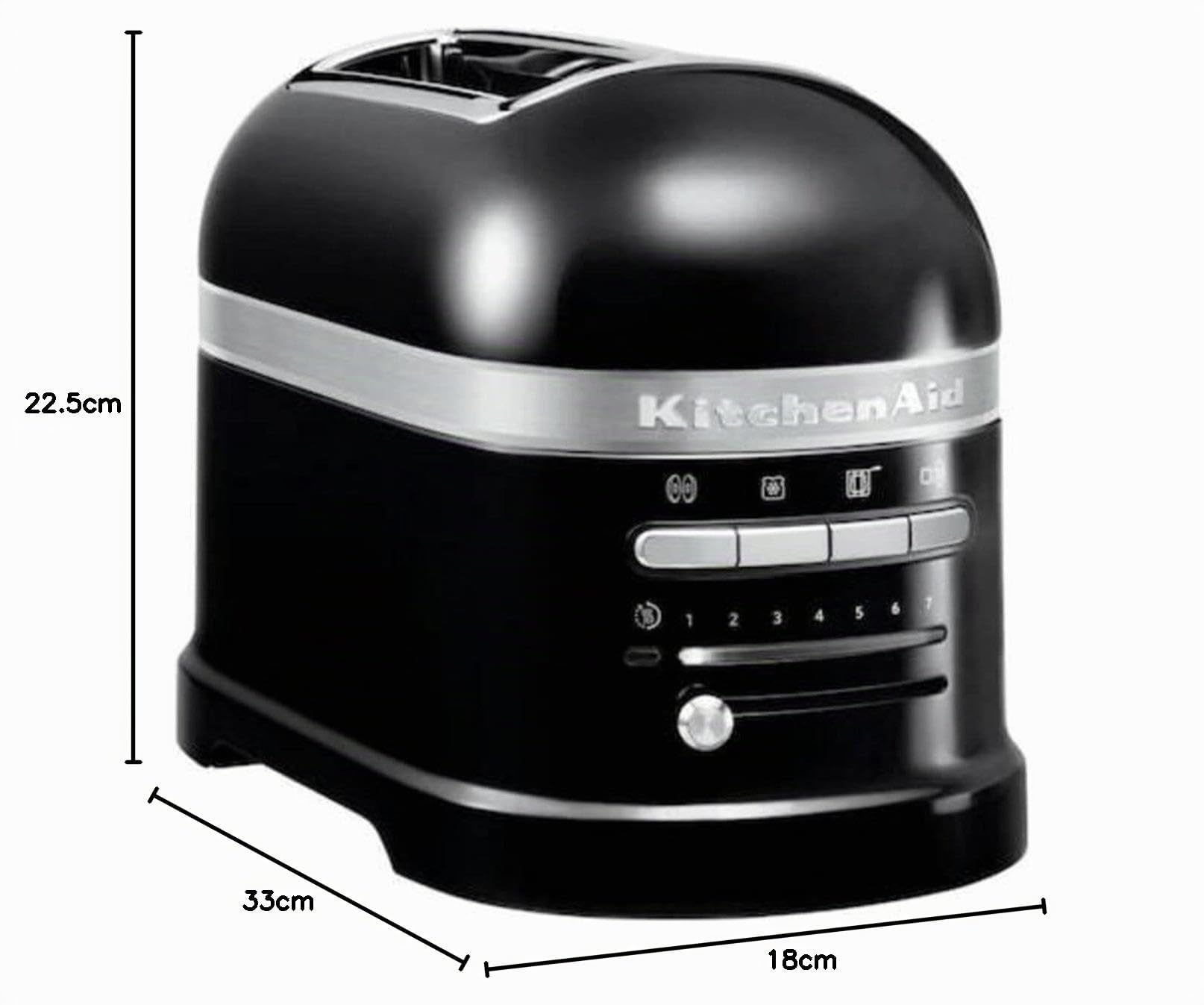 KitchenAid Artisan Tostadora Automática Doble Ranura Negro onix | Tuesta pan artesano y bagels por igual; 7 niveles, rejilla para sándwiches y carcasa metálica de diseño icónico