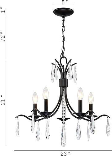 Miniatura 2 de Candelabros de cristal de color negro, lámpara de cristal moderna de 5 luces para sala de estar, accesorio de iluminación colgante de techo para